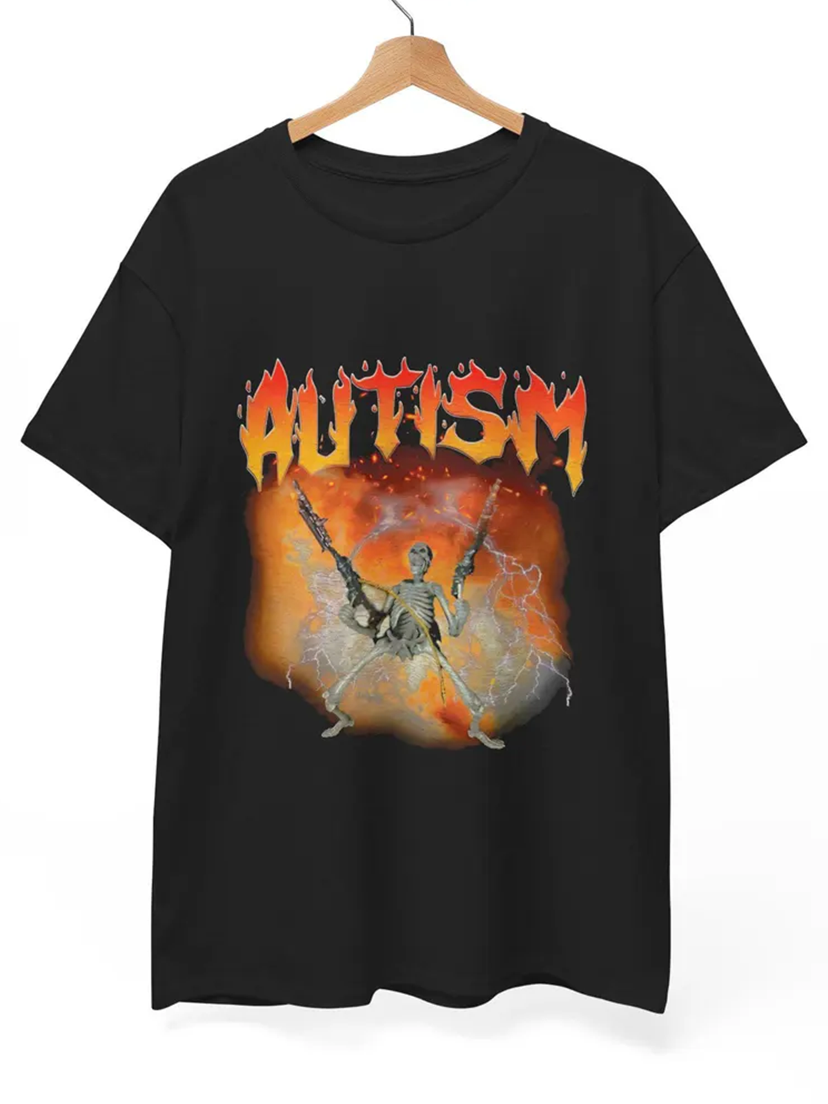 Unisex Autistic Funny Skeleton Short Sleeves Tee