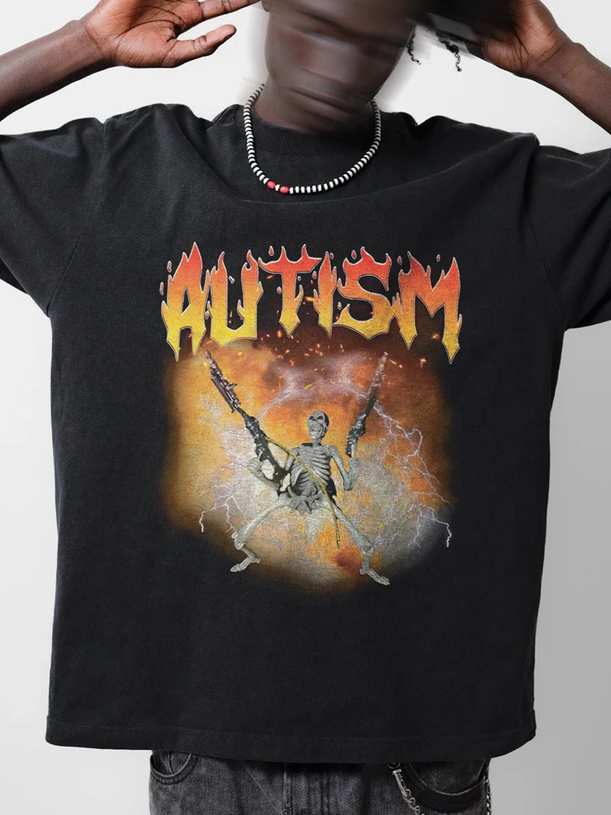 Unisex Autistic Funny Skeleton Short Sleeves Tee