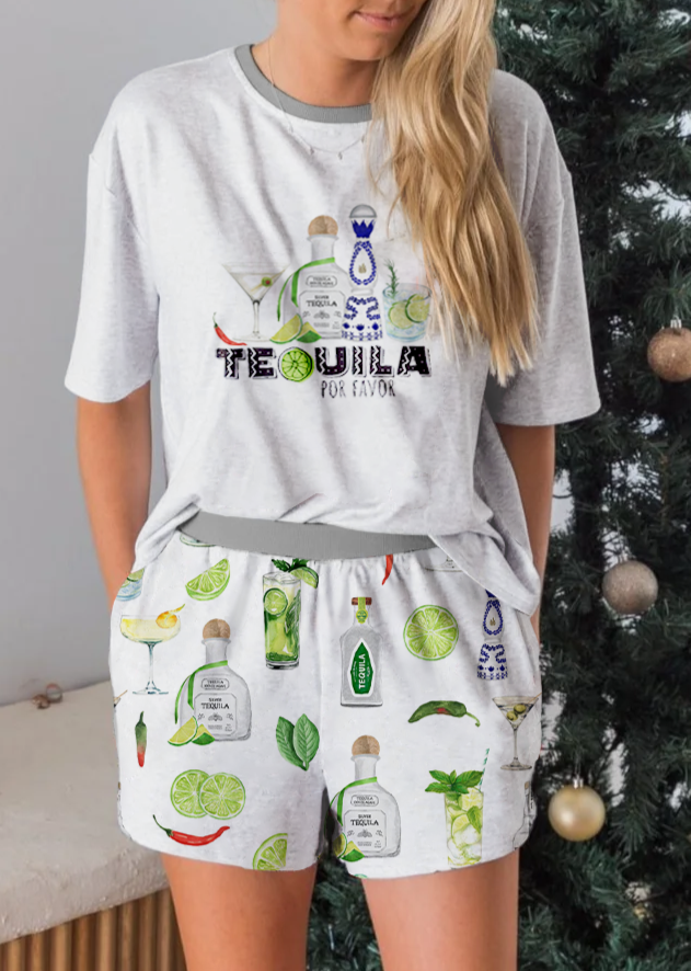 Holiday Celebration Cocktails Pajama Set