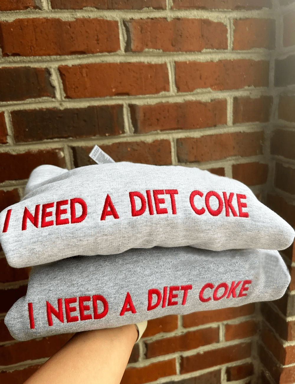 I Need A Diet COKE Embroidered Long Sleeves Sweatshirt